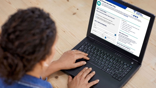 woman looking at web page