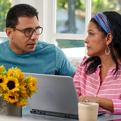 Couple reviewing kidney transplant