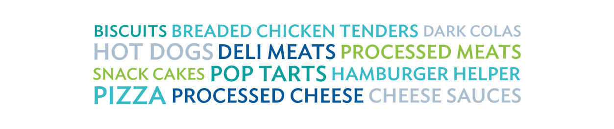Avoid high phosphorus foods such as biscuits, breaded chicken tenders, dark colas, hot dogs, deli meats, processed meats, snack cakes, pop tarts, hamburger helper, pizza, processed cheese, and cheese sauces.