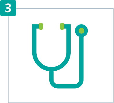 Take vital signs, blood pressure and pulse.