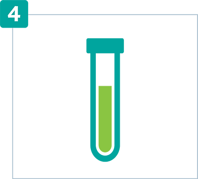 Check the access site and draw blood.